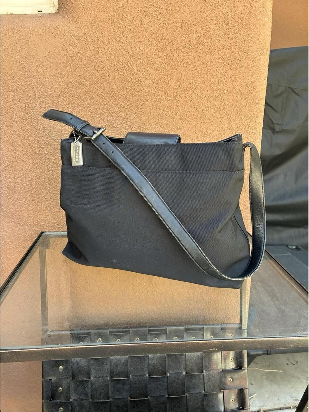 Coach Mercer 7412 Black Nylon Leather Trim Shoulder Bag Y2K Minimalist
